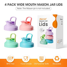 Load image into Gallery viewer, Aieve Mason Jar Lids, 4 Pack Wide Mouth Mason Jar Pour Spout Lid, Canning Lids with Flip Top Lid, Leak-Proof