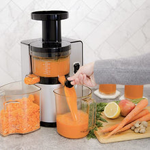 Load image into Gallery viewer, Omega VSJ843QS Vertical Masticating 43 RPM Compact Cold Press Juicer Machine with Automatic Pulp Ejection, 150-Watt, Silver
