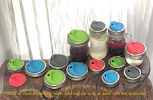 Load image into Gallery viewer, THINKCHANCES Reusable Food Grade and BPA Free Silicone Round Sip Coffee Juice Drinking Straw Lid Set with Stainless Steel Rings for Mason, Ball, Canning Jars, Pack of 4 Sets (Wide Mouth,Round Hole)