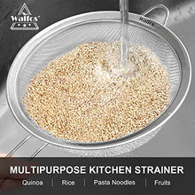 Load image into Gallery viewer, Walfos Fine Mesh Strainers Set, Premium Stainless Steel Colanders and Sifters, with Reinforced Frame Sturdy Handle, Perfect for Sift, Strain, Drain Rinse Vegetables, Pastas Tea - 3 Sizes