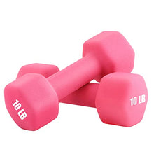 Load image into Gallery viewer, Portzon Weights Dumbbells 10 Colors Options Compatible with Set of 2 Neoprene Dumbbells Set,1-15 LB, Anti-Slip, Anti-roll, Hex Shape Pink
