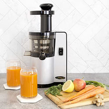 Load image into Gallery viewer, Omega VSJ843QS Vertical Masticating 43 RPM Compact Cold Press Juicer Machine with Automatic Pulp Ejection, 150-Watt, Silver
