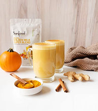 Load image into Gallery viewer, Sunfood Golden Milk Superfood Powder, Organic Turmeric Latte Blend with Ginger, Black Pepper, Maca &amp; Cinnamon, Gut Health - Gluten Free, Vegan, Non GMO Coffee Alternative - 6 oz Bag, 56 Servings
