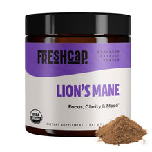 Load image into Gallery viewer, FreshCap Lions Mane Powder Supplement - Organic Brain Supplements for Memory, Focus, Cognition &amp; Mental Clarity - Add to Coffee/Tea/Smoothies - 60 Grams
