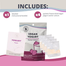 Load image into Gallery viewer, Cultures for Health Vegan Yogurt Starter Culture | 4 Packets Direct-Set Active Cultures | DIY Dairy Free Yogurt from Soy Milk, Oat Milk &amp; Other Plant Based Milk | Vegan Probiotic Yogurt for Gut Health
