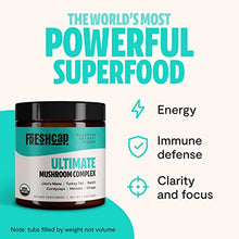Load image into Gallery viewer, FreshCap Ultimate Mushroom Complex Powder - Lions Mane, Reishi, Cordyceps, Chaga, Turkey Tail, Maitake Supplements - For Immunity, Energy, Memory &amp; Focus - Add to Coffee/Tea/Smoothies (60 Servings)
