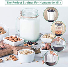 Load image into Gallery viewer, Bellamei Nut Milk Bag Reusable Food Strainer Nut Bags for Straining Almond/Soy Milk Greek Yogurt Professional for Cold Brew Coffee Tea Beer Celery Juice Fine Nylon Mesh(3 pack-8"x12"/10"x12"/13"x13")

