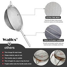 Load image into Gallery viewer, Walfos Fine Mesh Strainers Set, Premium Stainless Steel Colanders and Sifters, with Reinforced Frame Sturdy Handle, Perfect for Sift, Strain, Drain Rinse Vegetables, Pastas Tea - 3 Sizes
