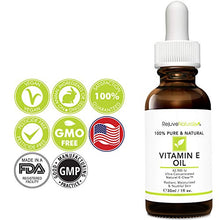 Load image into Gallery viewer, Vitamin E Oil - 100% Pure &amp; Natural, 42,900 IU. Repair Dry, Damaged Skin from Surgery &amp; Acne, Age Spots &amp; Wrinkles. Boost Collagen for Moisturized, Youthful-Looking Skin. d-Alpha tocopherol, 1 Fl Oz
