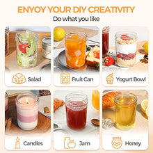 Load image into Gallery viewer, ComSaf Small Mason Jars 8oz - 8 Pack, Regular Mouth Mason Jar with Lids and Seal Bands, Glass Half Pint Canning Jar for Spice, Jam, Honey, Pickle, Dessert, Shower Wedding Favors, DIY Candles Decor
