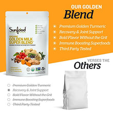 Load image into Gallery viewer, Sunfood Golden Milk Superfood Powder, Organic Turmeric Latte Blend with Ginger, Black Pepper, Maca &amp; Cinnamon, Gut Health - Gluten Free, Vegan, Non GMO Coffee Alternative - 6 oz Bag, 56 Servings
