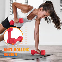 Load image into Gallery viewer, Portzon Weights Dumbbells 10 Colors Options Compatible with Set of 2 Neoprene Dumbbells Set,1-15 LB, Anti-Slip, Anti-roll, Hex Shape Pink
